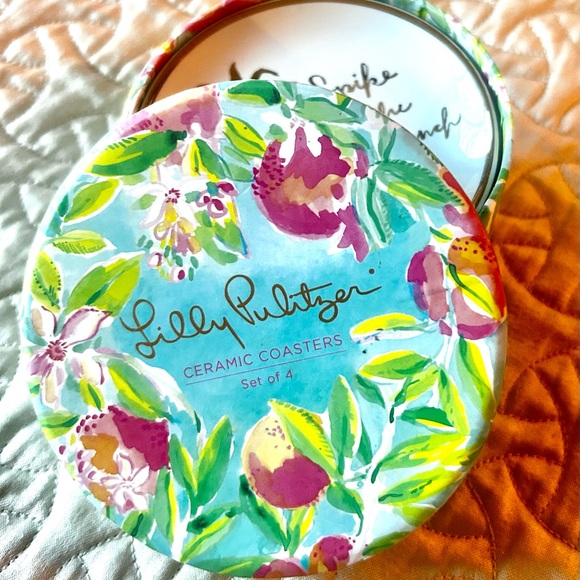 Lilly Pulitzer Ceramic Coasters Set - Blue, Green, Pink - Picture 2 of 7